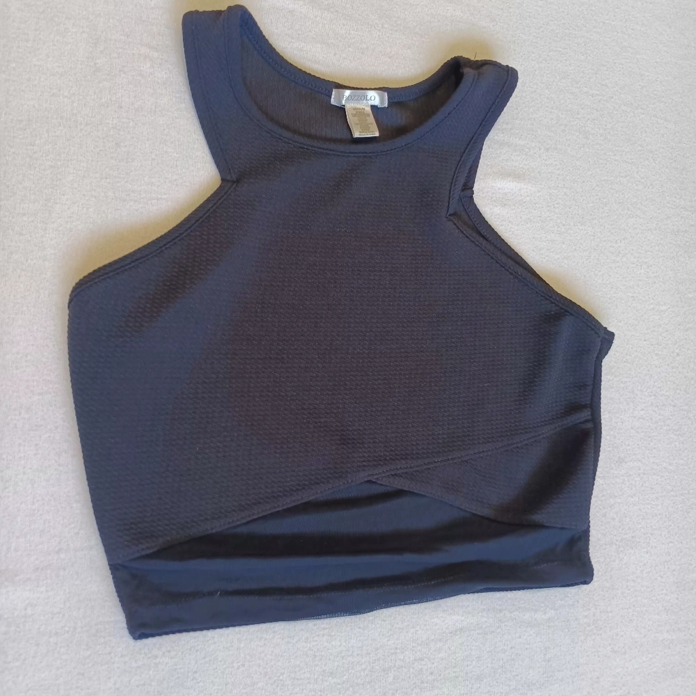 Bozzolo Sz M Black Crop Top Wuth Sheer Bottom